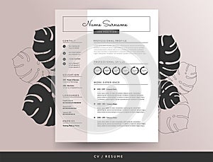 Feminine CV resume template - vector illustration