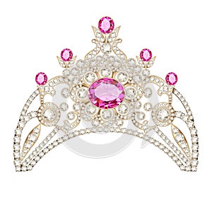 feminine decorative tiara crown with jewels