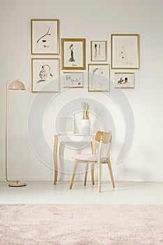 Feminine flat interior with gallery