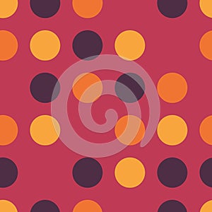 Feminine polka dots background. Dots Seamless Vector Pattern. Skipped circles pink, purple, gold, yellow, orange. For Home Decor,