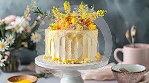 Feminine Taste: Mimosa Cake, Artistic Pastry Creation for a Sweet Event