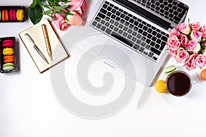 Feminine workspace, top view