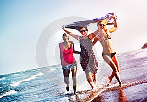 Femininity Girls Summer Beach Vacations Concept photo