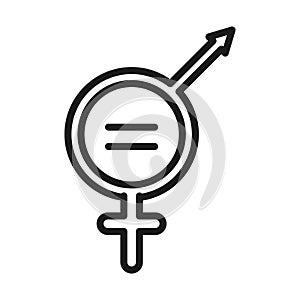 Feminism movement icon, emblem genders equality female rights pictogram line style