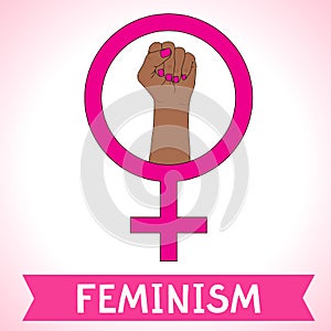 Feminism symbol. Fighting fist of a woman.