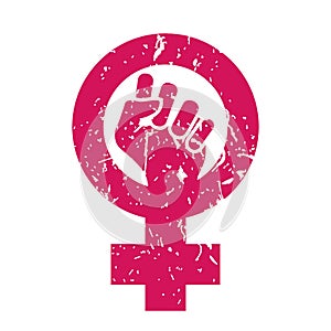 Woman Symbol Vector. Feminism Power. Female Icon. Feminist Hand. Girls Rights. Women Resist. Isolated Illustration photo