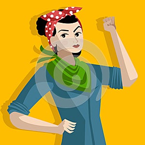 Feminist activist woman with green scarf