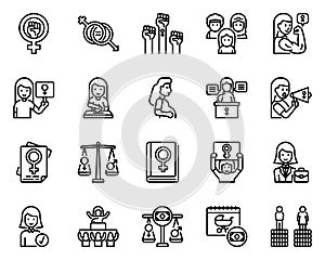 Feminist outline icon and symbol for website, application