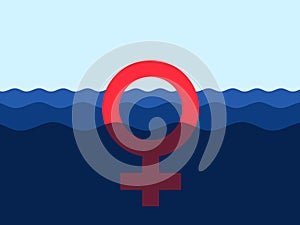 Feminity crisis - male sex and gender symbol is sinking photo