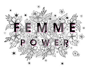 Femme Power - stylish print for t shirts, posters, cards and prints