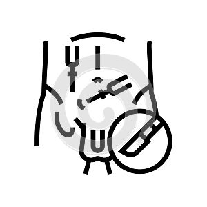 femoral hernia repair surgery line icon vector illustration
