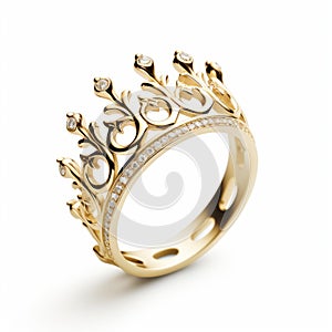 Elegant Gold Crown Ring With Diamonds - Inspired By Daan Roosegaarde