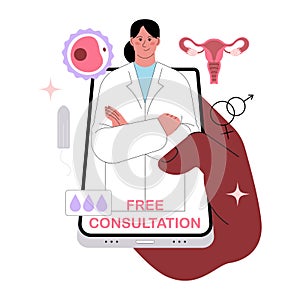 FEMTECH. Online gynecologist consultation. Mobile application,