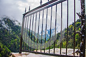 The fence of the balcony of Zil castle and landscape around it