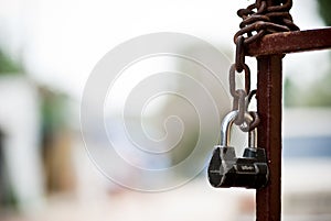 Fence with chain and lock