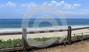 Fence by a Cliff Overlooking Torrance State Beach, South Bay, Los Angeles County, California