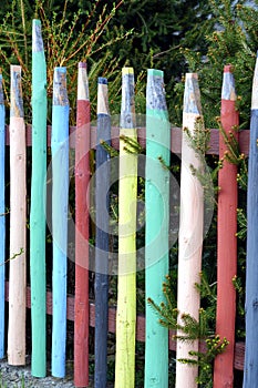 Fence of colorful pencils