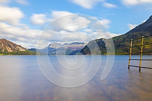 Fence into Ennerdale Water, Cumbria, the Lake District, England