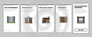 Fence And Gate Exterior Security onboarding icons set vector