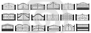 Fence gate isolated black set icon. Vector black set icon metal entrance. Vector illustration fence gate on white