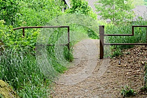 Fence in iron led to a park