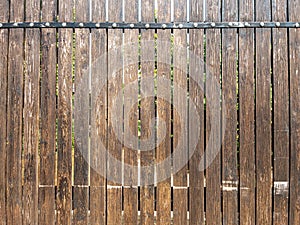 Fence made of natural wooden boards in full screen