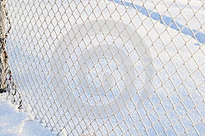 Fence of Rabitz is covered with frost