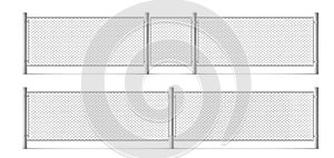 Fence mesh from wire, metal grid with gate 3d