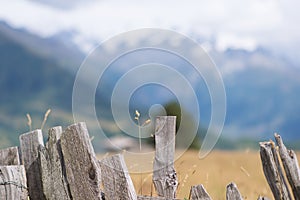 A fence and mountain view - Mestia, Georgia