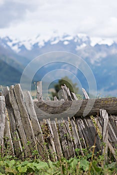 A fence and mountain view - Mestia, Georgia