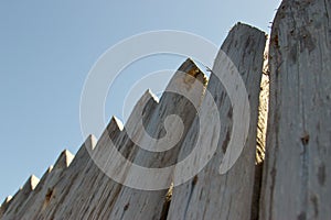 Fence, palings of unrefined wood.