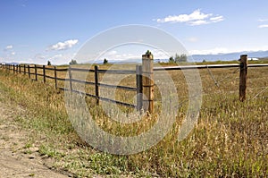 Fence by a prairie in Colorado