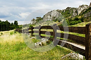 Fence and rocks in Jura Krakowsko Czestochowska