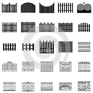 Fence silhouettes set