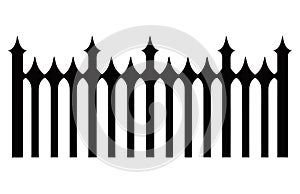 Fence Silhouettes, Set of fence silhouette in flat style vector illustration, Black fence on white background