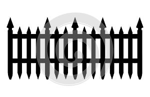 Fence Silhouettes, Set of fence silhouette in flat style vector illustration, Black fence on white background