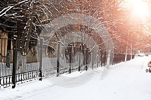 Fence with sun peaks