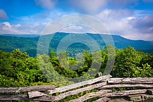 Fence and view from Grandfather Mountain, near Linville, North C