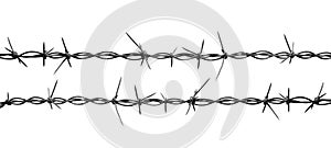 Fence war - Barbed wire, isolated on white background, AI