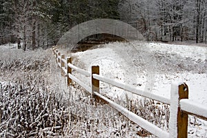Fence in Winter Snow