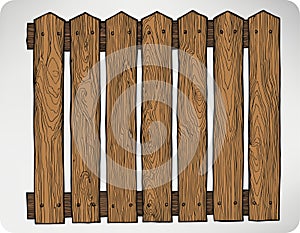 Fence from wooden boards seamless, hand-drawing. Vector illustration.