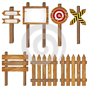 Fence, wooden signboards, arrow sign, target dart photo