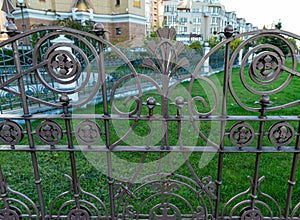 fence, wrought iron fence, forging and stone, wrought-iron ornaments