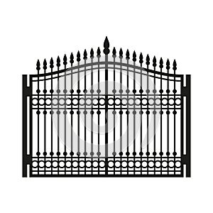 Fence Wrought Iron Gate. Old Style Door. Vector