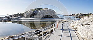 Fenced area of Sjobadet Myklebust swimming sea pool at Jasund Peninsula in Tananger