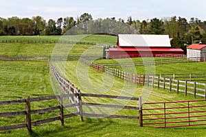 Fenced Pastures With Barn