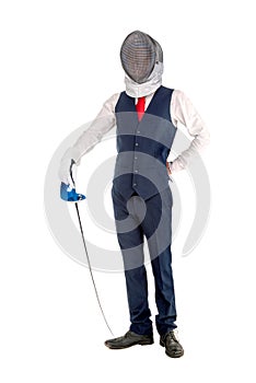 Fencer businessman isolated