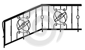 Fences, railings and grates. Forged items and products for home interior and landscape design