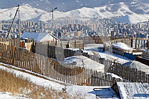 Fences in suburbs of Ulaan Baatar