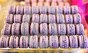 Fench macarons background close up